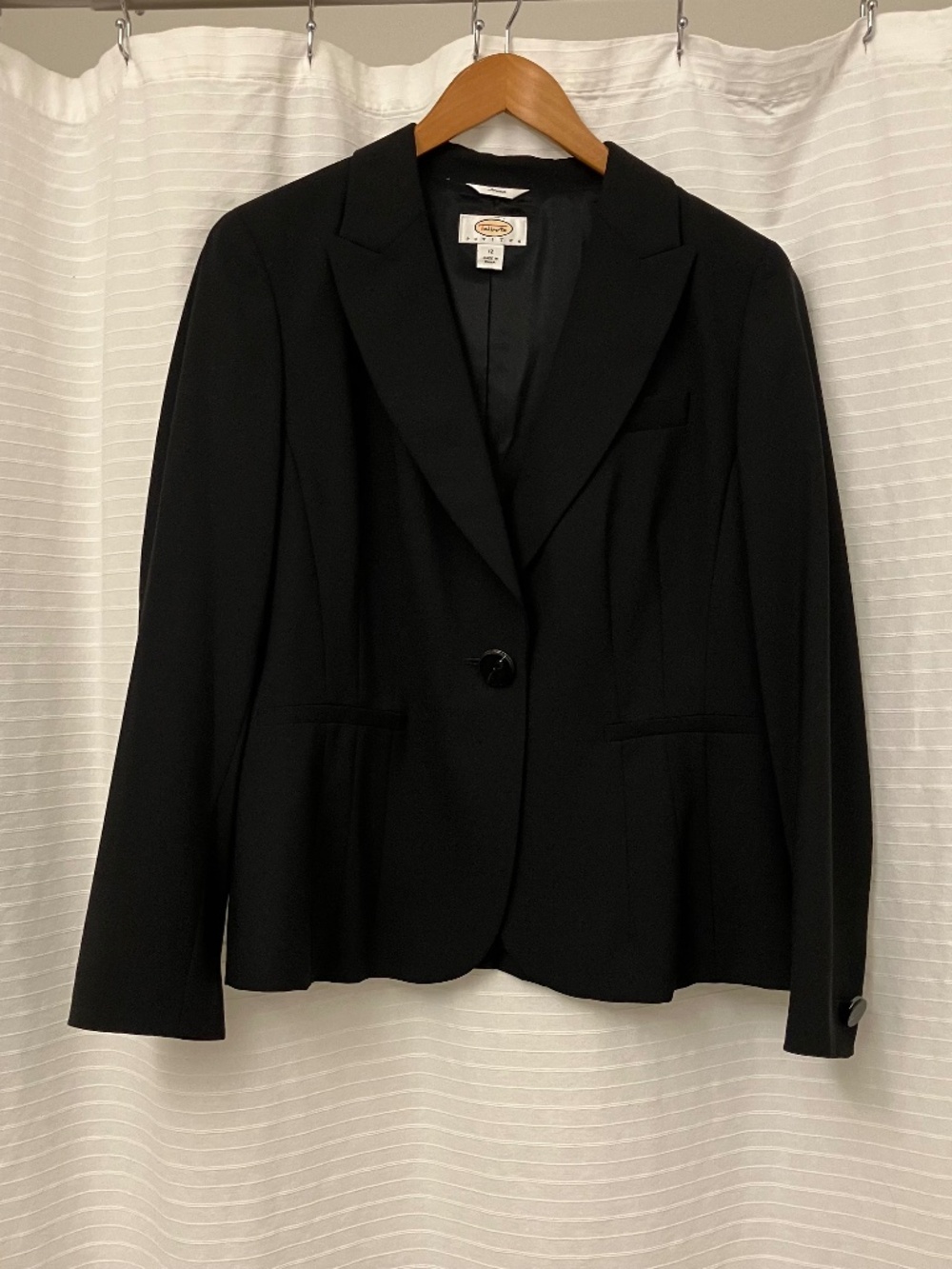 Talbots Classic Black Suit Jacket Single Button Petite Size 12